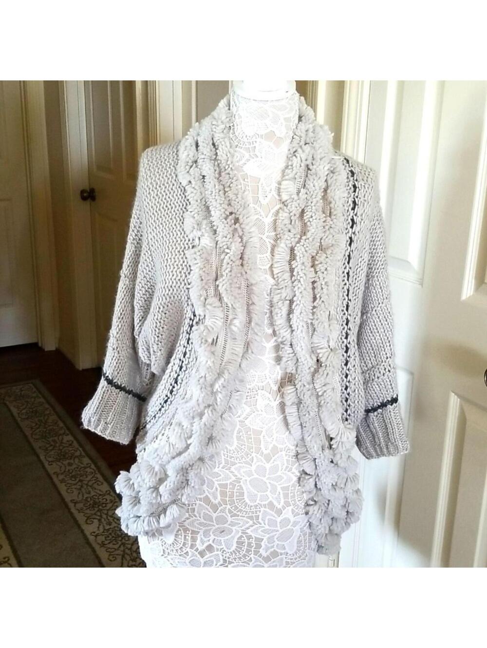 Angel Of The North Cream Textured Shawl Sweater